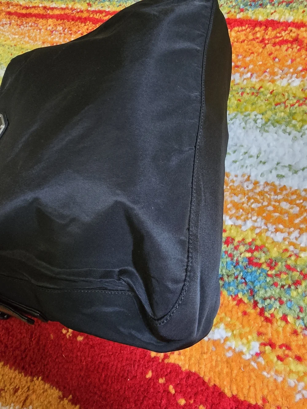 Authentic Prada Nylon Black Shoulder Bag with Braided Leather Chain Strap - Picture 6 of 16